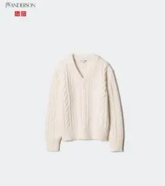 ケーブルVネックセーター オフホワイト　XLサイズ　UNIQLO 新品未使用