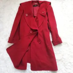 【極美品】　レリアン　チェスター　コート　赤　カシミヤ