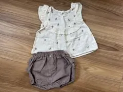 花柄刺繍トップスとショートパンツセット　90cm 女の子　セットアップ　夏服