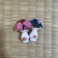 ミニチュア花瓶 青とピンクの花 フラワーセット デコレーション 可愛い小物