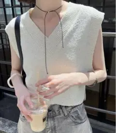 スパンコールニットベスト