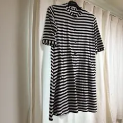 【廃盤】marimekko タサライタ　五分袖　前開きワンピース　XS ボーダー
