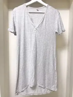 UNIQLO ユニクロ　グレーホワイトボーダー　Tシャツ　チュニック