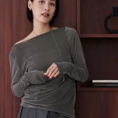 ur's 2wayボートネックベロアトップス Mサイズ