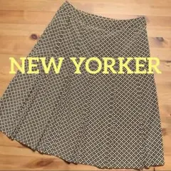 ニューヨーカー　プリーツスカート ドット　レトロ柄　通勤　オフィス　保護者会