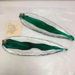岩田糸子 ガラス リーフプレート 葉皿 2枚セット 未使用 260626-4T