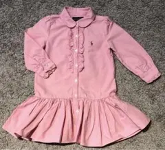 【美品】RALPH LAUREN  90㎝ フリル シャツワンピース ピンク