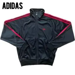 アディダス トラックジャケット デサント ブラック×レッド M-L 90s