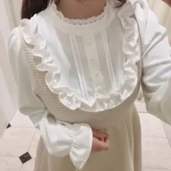 evelyn エブリン ラメツイードフリルワンピース S