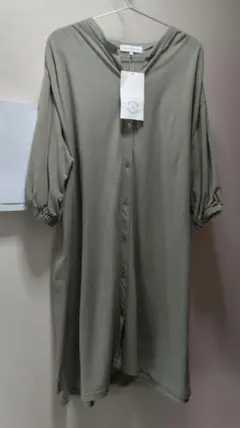 新品 SEASON REASON シャツワンピース LL オリーブグリーン