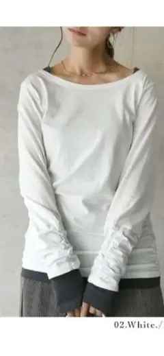 重ね着風ホワイト 長袖 Tシャツ★新品未使用