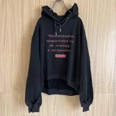 Boka nii ボカニー パーカー フード プリント ブラック フリーサイズ