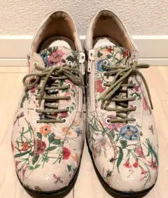 花柄レースアップスニーカー