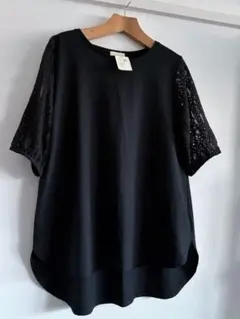 新品 アース ミュージック＆エコロジー カットソー 未使用Tシャツ 黒 レース袖