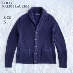 ほぼ未使用♪ 現行タグ ポロラルフローレン ショールカラーニット ネイビー