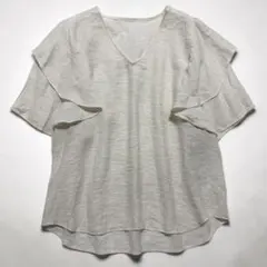 美品✨ノーブル ファジーリネンラッフルブラウス ホワイト リネン混 2024SSのサムネイル