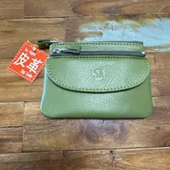 グリーン　レザー　コインケース　マルチポーチ