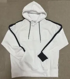 FILA ホワイトパーカー ロゴ刺繍 ブラックライン