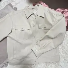フェイクレザージャケット アイボリー