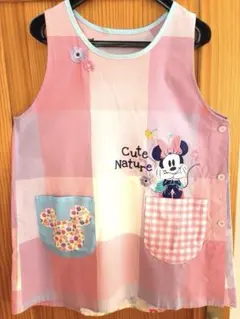 エプロン 保育士 ディズニー ミニー刺繍 M-L