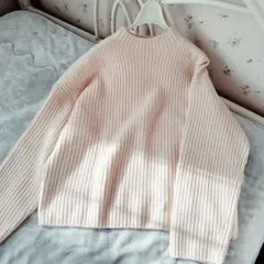 美品　スフレヤーンモックネックセーター　ピンク　L ユニクロ