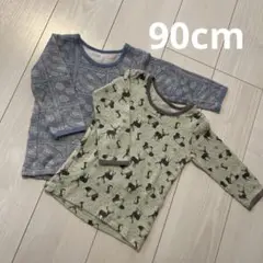 まとめ売り　長袖カットソー　90cm 2枚　秋服　保育園着　男の子　ボタニカル