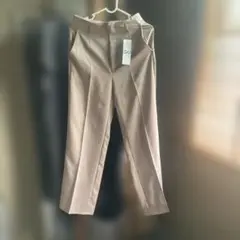 GU ハイウエストストレートスラックス S ベージュ