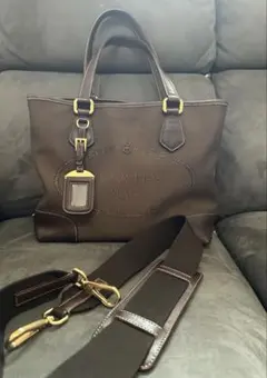 美品【PRADA】2wayバッグ　トートバッグ ロゴジャガード三角ロゴプレート