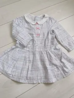 水色 チェック柄 ワンピース