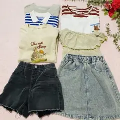 春物子供服 まとめ売り 8点セット 130-140 女の子 ストレッチ抜群