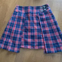 JENNI ネイビー レッド チェック プリーツスカート