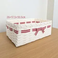 【No.66】バスケット　かご　小物入れ　クラフトバンド　ピンク　ホワイト