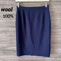 ネイビー 100%ウール タイトスカート サイズ4 KOREA 美品