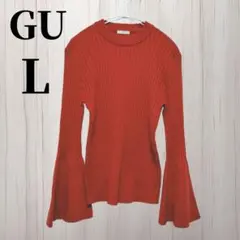 ⭐可愛い⭐GU ジーユー レディース 赤 フレア袖 セーター Lリブ編み 着痩せ
