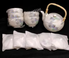 【未使用】Chiffon 湯呑み 5客 セット 蓋あり 急須（おまけ）付き