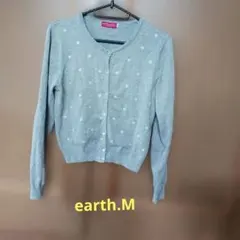 earth music&ecology グレー 花柄刺繍 カーディガン M