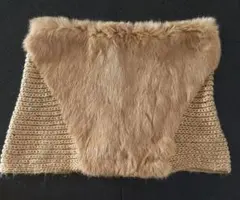 nano・universe ラビットファーとニットのネックウォーマー