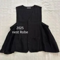 2025！nest Robe ネストローブ　ブラックリネンサイドガーゼベストのサムネイル