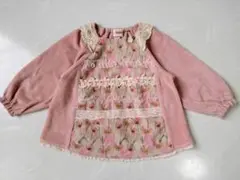 Souris 花柄レース 冬用トップス 80サイズ ピンク