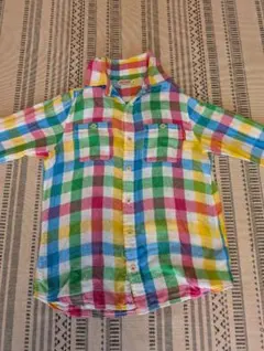 ミキハウス チェック柄 長袖シャツ S　コットン