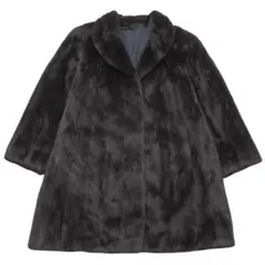 Wood Notes　OSFUR　ロング毛皮コート　ミンク　ブラック　B3296 Wood Notes OSFUR ロング毛皮コート ミンク ブラック B3296