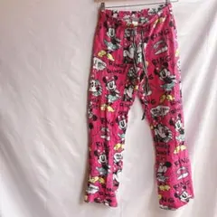 【Disney公式】ミニーマウス フリースズボン　ピンク S パンツ 起毛部屋着