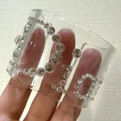 Christian Dior ロゴ ラインストーン クリア バングル