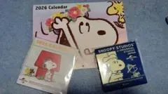 スヌーピー カレンダー 2026年 卓上、壁掛け、ハンドタオル25cm