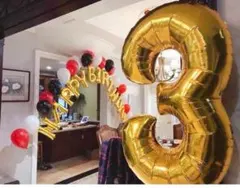 誕生日 バルーン 40インチ数字 ナンバー 風船パーティー ゴールド 90cm