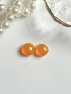 1粒レジンピアス　オレンジラメ　推し活　No.107