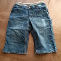 140cm キッズデニムブルー ハーフパンツ ゴム入り