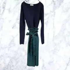 H118 アースミュージック&エコロジー ドッキングワンピース ネイビー 緑