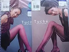 Tuché ラメ・玉虫カラーストッキング M-L ブラック ローズイン２足