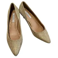 RANDA ランダ　パンプス　麻　ポインテッドトゥ　ベージュ　21.5cm